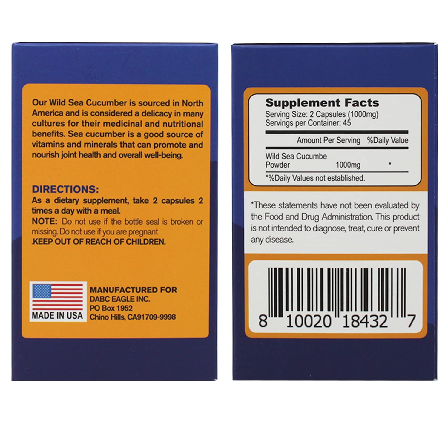 DABC OAK LAND sea cucumber packaging variant image indicating updated branding
