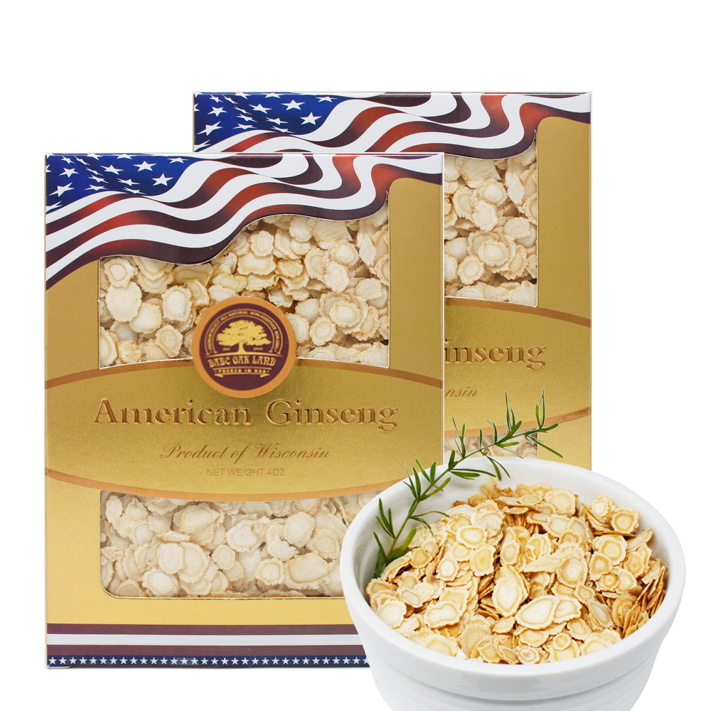 DABC OAK LAND Wisconsin ginseng slices in a bottle, offering a natural energy option.