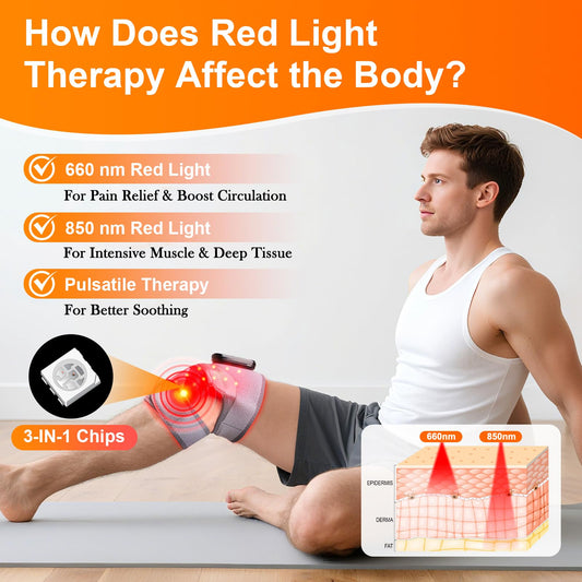 DABLEIBEN knee massager showing red light therapy for deeper tissue reach