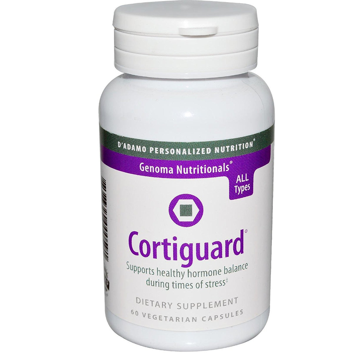 D'Adamo Cortiguard 60 Vcaps bottle for stress-related hormonal support.