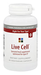 D'Adamo Live Cell O bottle front showing packaging for daily sprouted nutrition