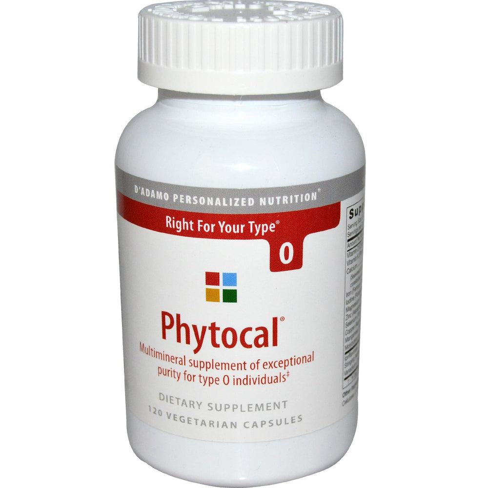 D'Adamo Phytocal O bottle featuring a multimineral formula for Type O support