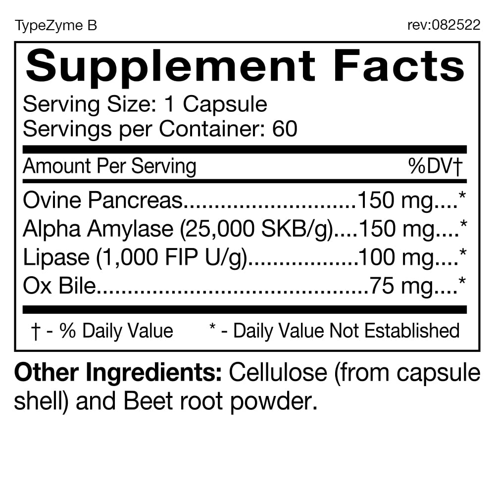 D'Adamo TypeZyme capsules formulated for Blood Type B digestion