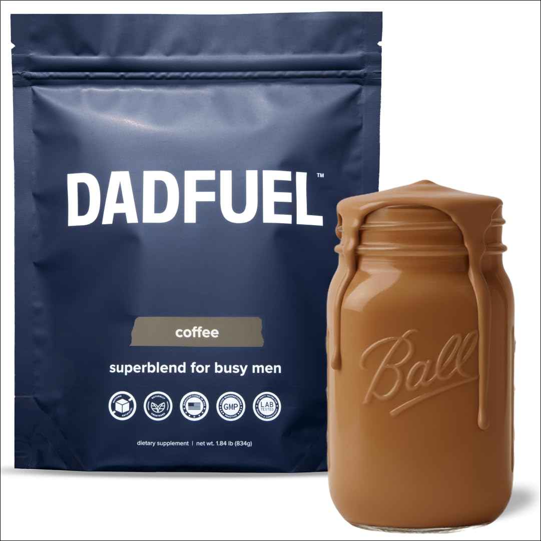 DADFUEL All-in-One Shake bottle pour offers quick, balanced daily nutrition.