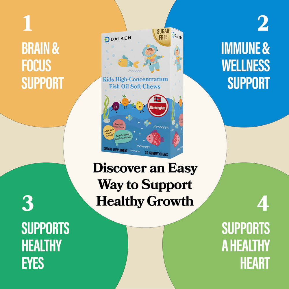 DAIKEN gummies shown foil-wrapped for freshness and on-the-go use.