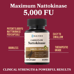 DAIKEN Nattokinase label information emphasizing non-GMO and vegan formulation.