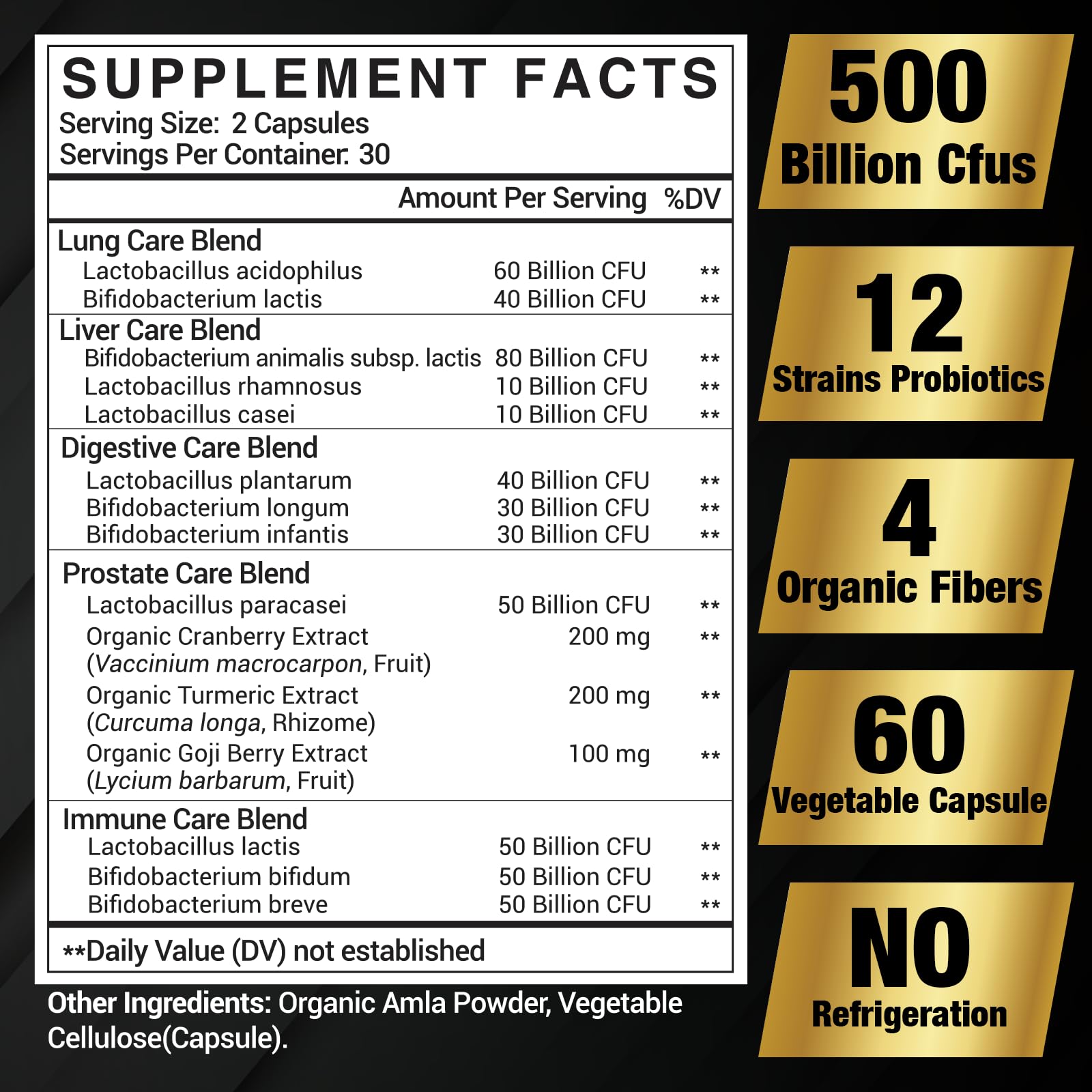 Dailanbu bottle label highlights 12 strains for diverse gut support