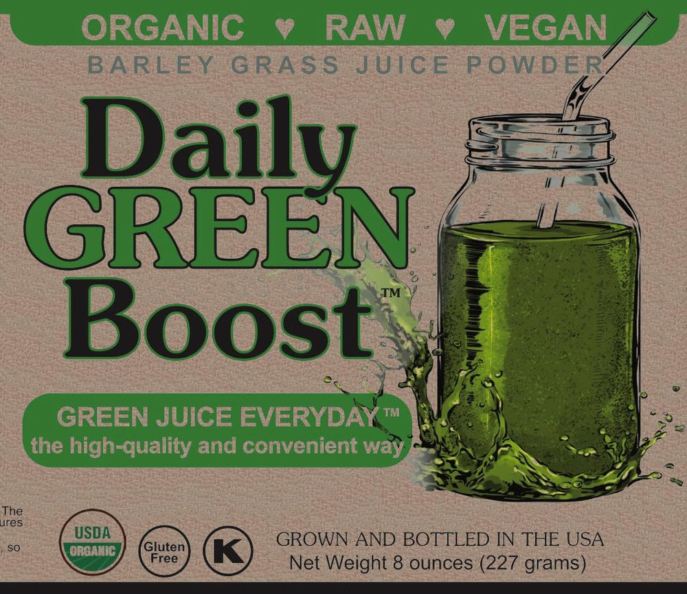 Daily Green Boost amber bottle for premium storage and potency.