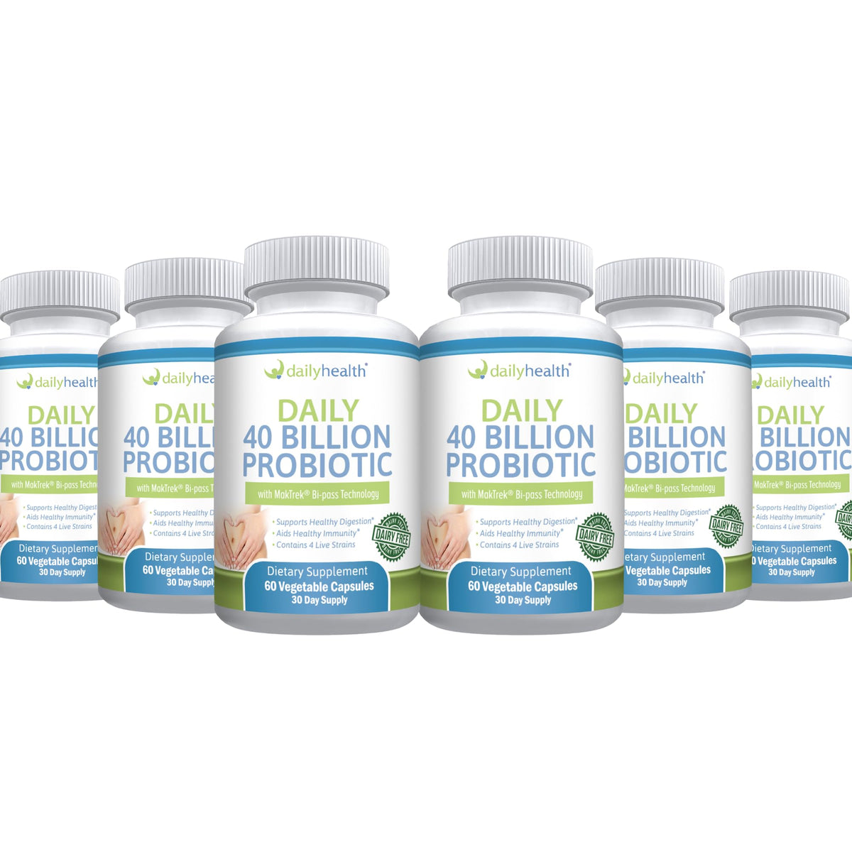 Daily Health Daily Probiotic bottle pour supports digestion and daily balance.