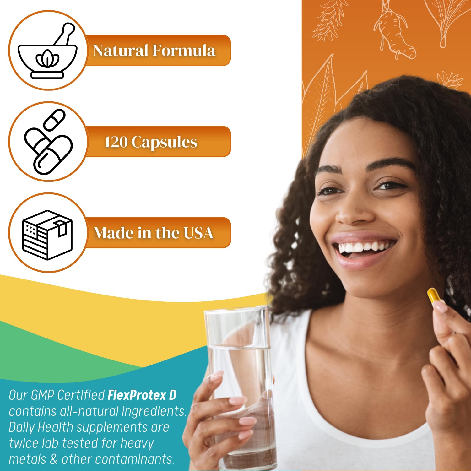 Daily Health FlexProtex D properly dosed pills for twice-daily use.
