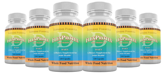 Daily Health FlexProtex D bottle closeup highlighting joint support ingredients.
