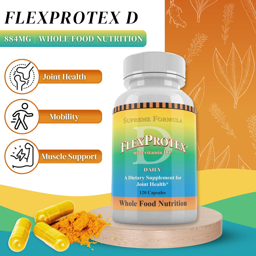 Daily Health FlexProtex D capsules closeup showing easy daily use.