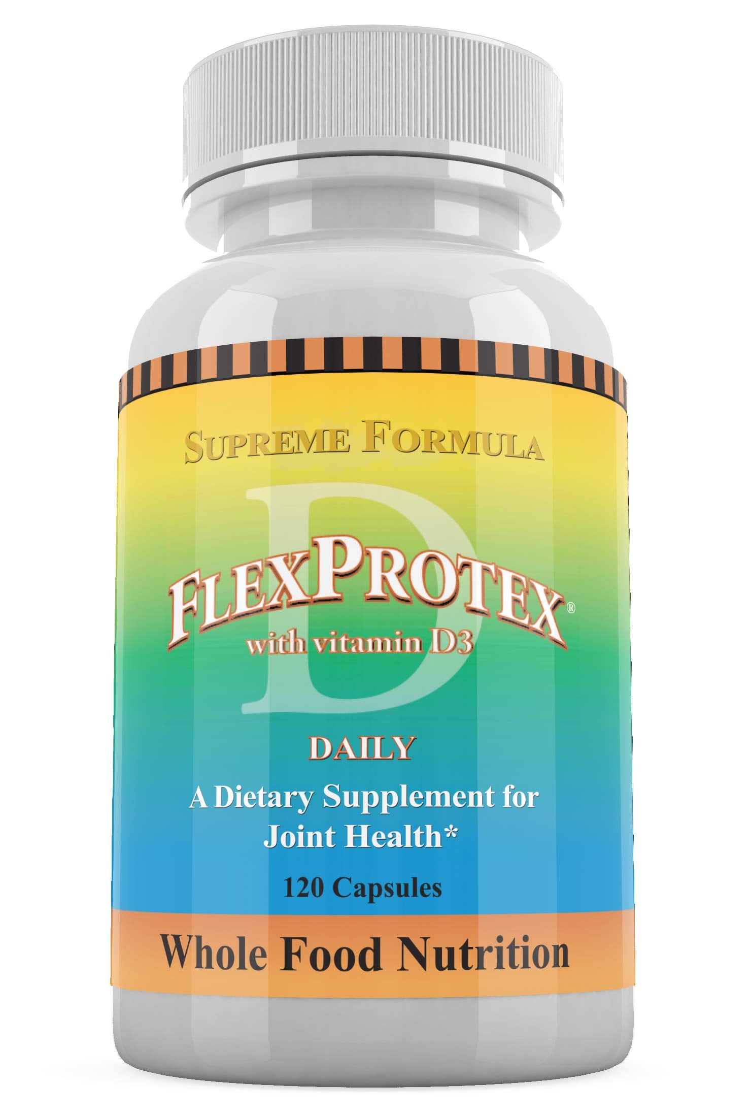 Daily Health FlexProtex D label detail with list of natural ingredients.