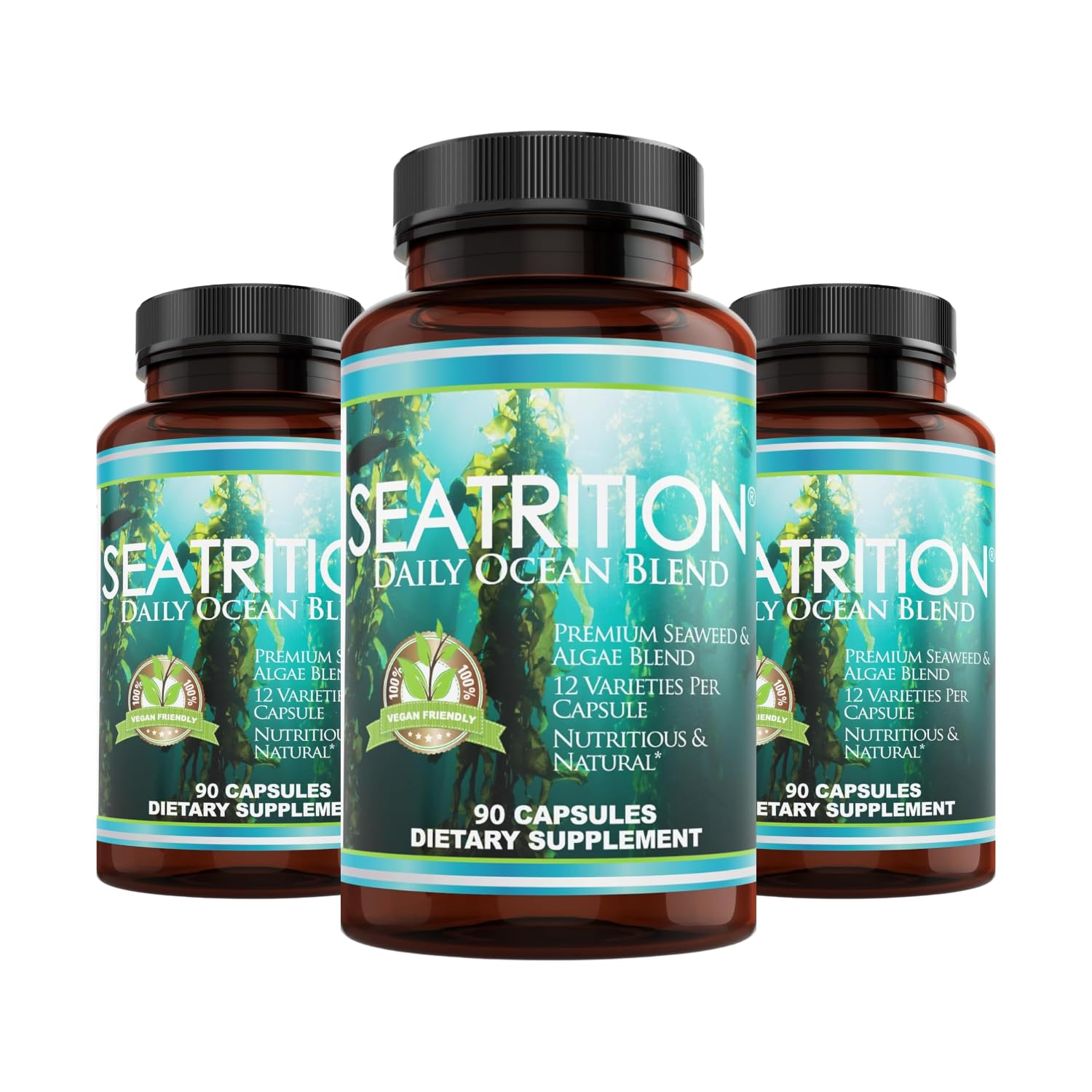 Daily Health Seatrition bottle close-up with capsules for thyroid support