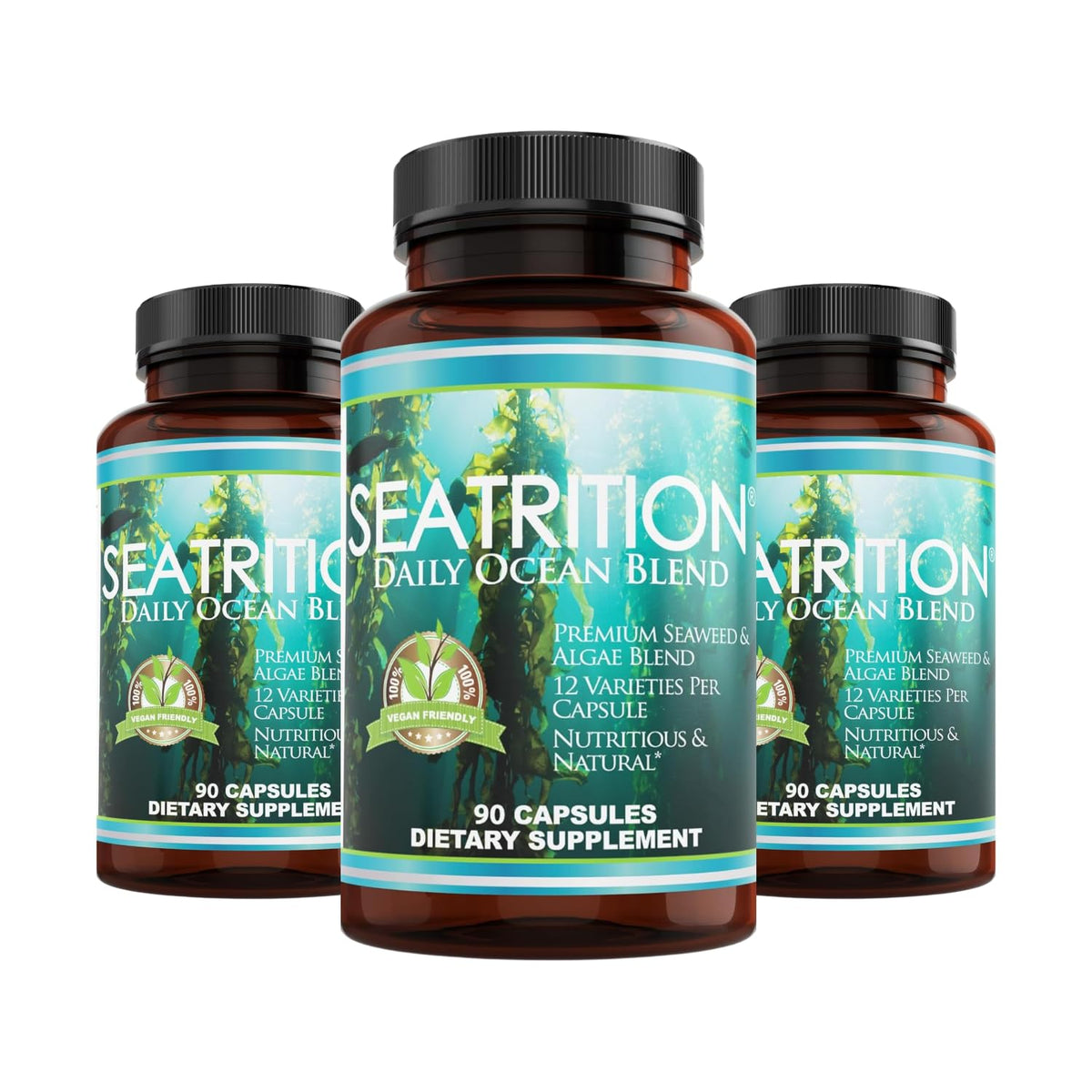 Daily Health Seatrition bottle close-up with capsules for thyroid support