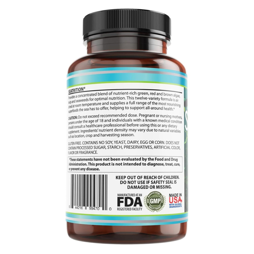 Daily Health Seatrition daily-use guidance graphic showing three pills per day