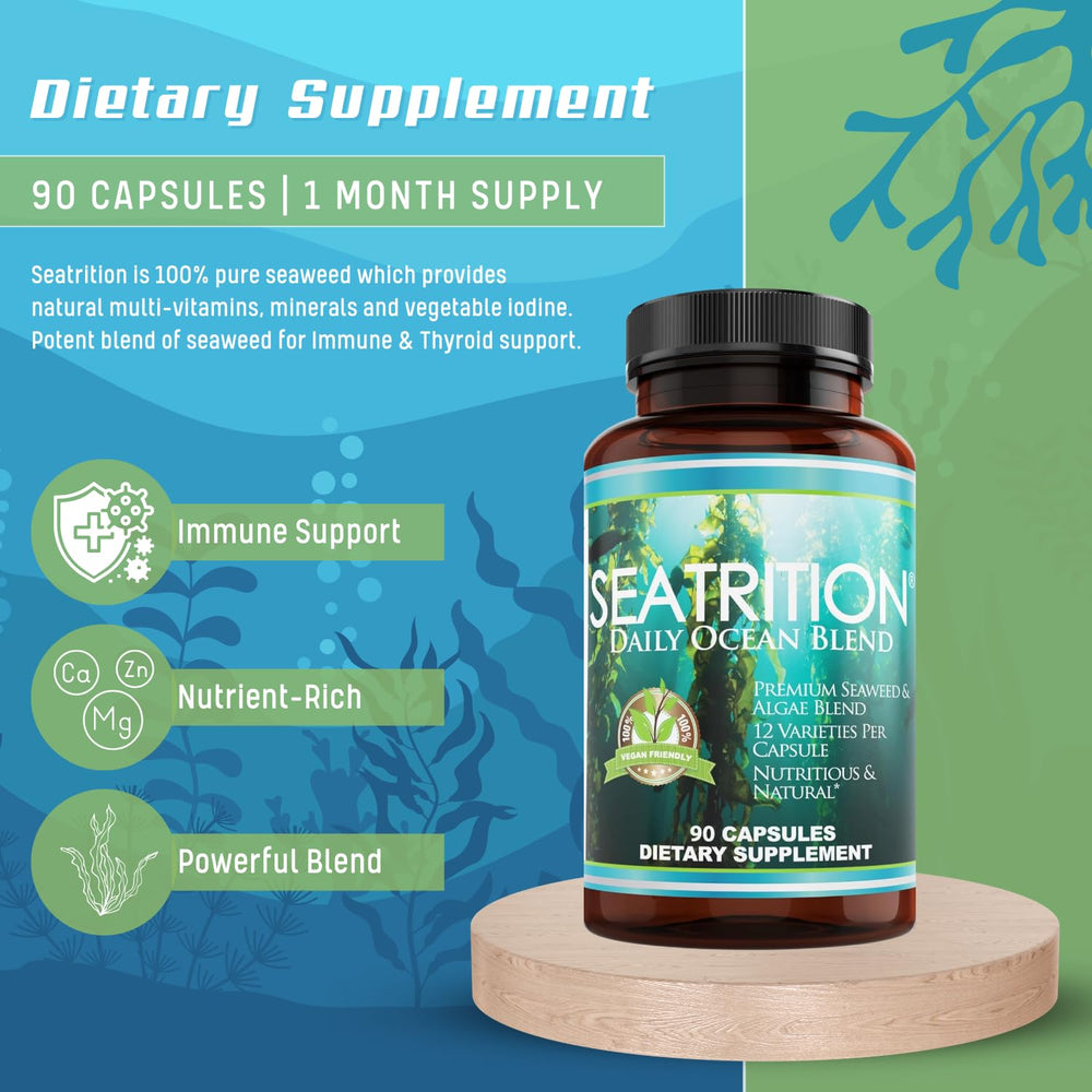 Daily Health Seatrition capsules being poured for easy daily dosing