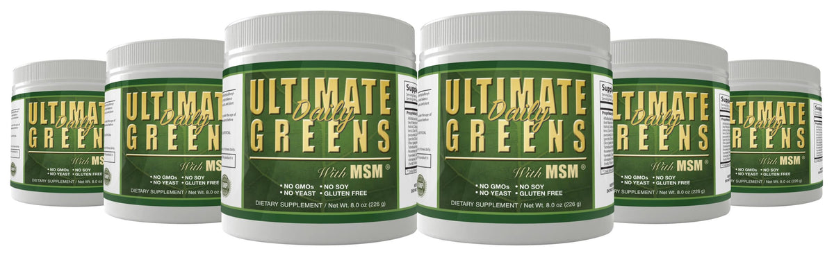 Daily Health Ultimate Daily Greens bottle demonstrates convenient vegan nutrition for daily wellness.