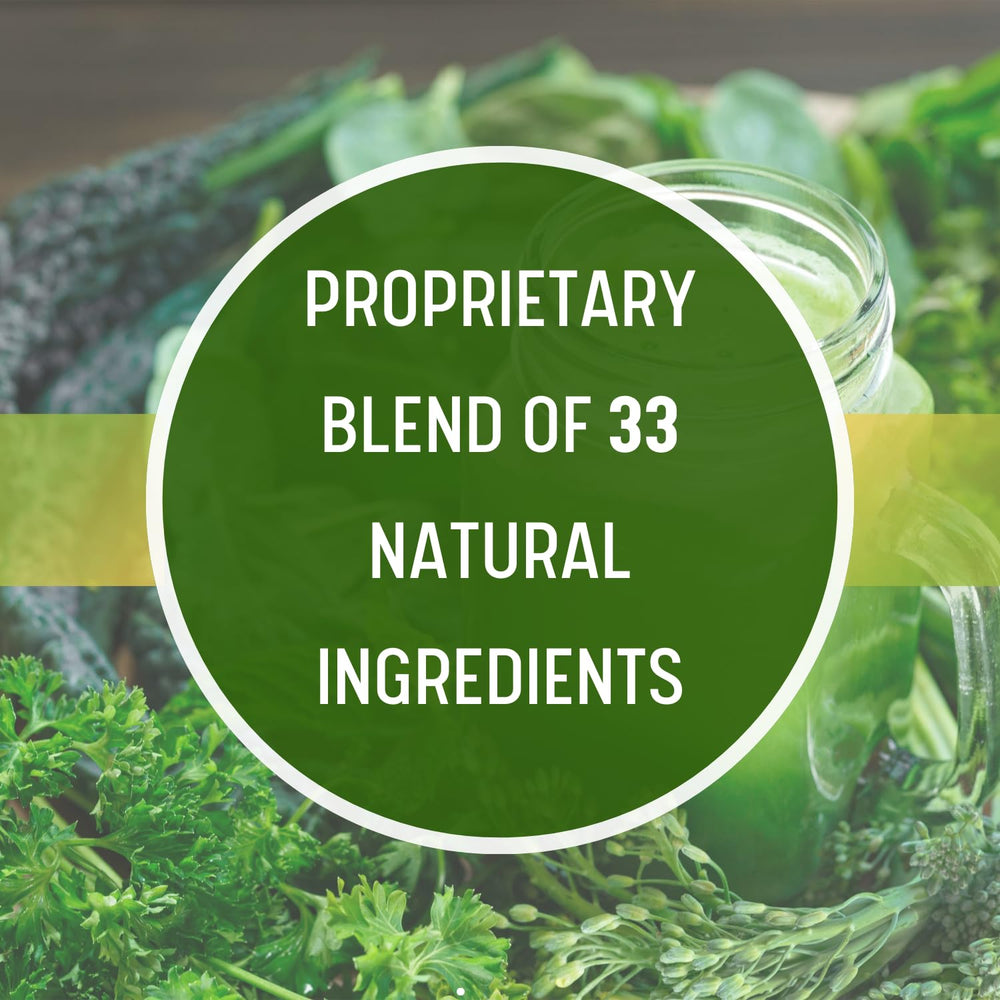 Daily Health Ultimate Greens ingredient blend, natural plants and antioxidants.