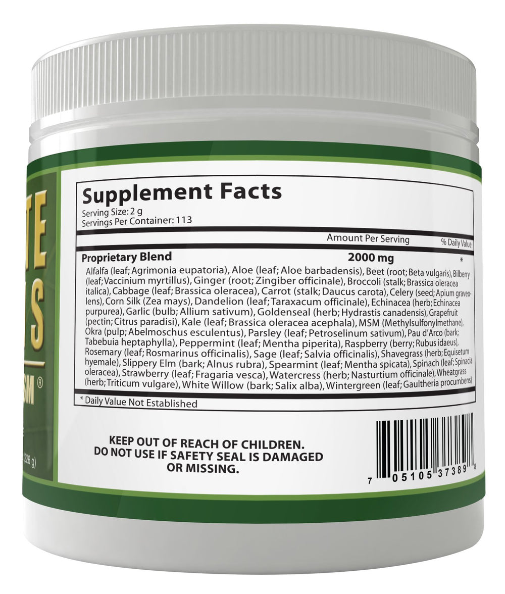 Daily Health Ultimate Greens vegan-friendly formula, supports plant-based diets.