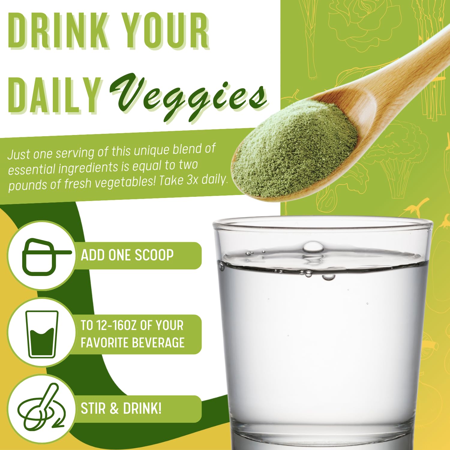 Daily Health Ultimate Greens veggie powder bottle, quick, nutrient-dense smoothies.