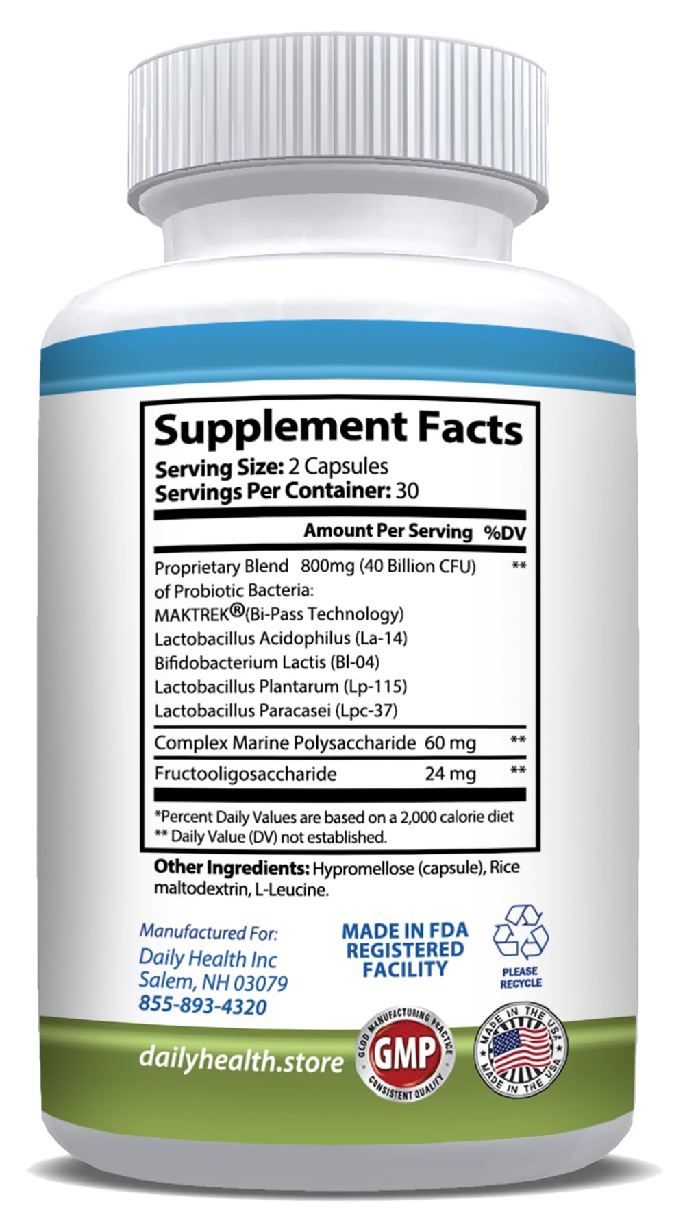 Daily Health USA-made GMP badge on packaging.