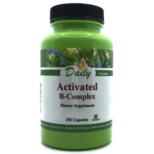 Daily Manufacturing Activated B-Complex bottle front view for daily energy support