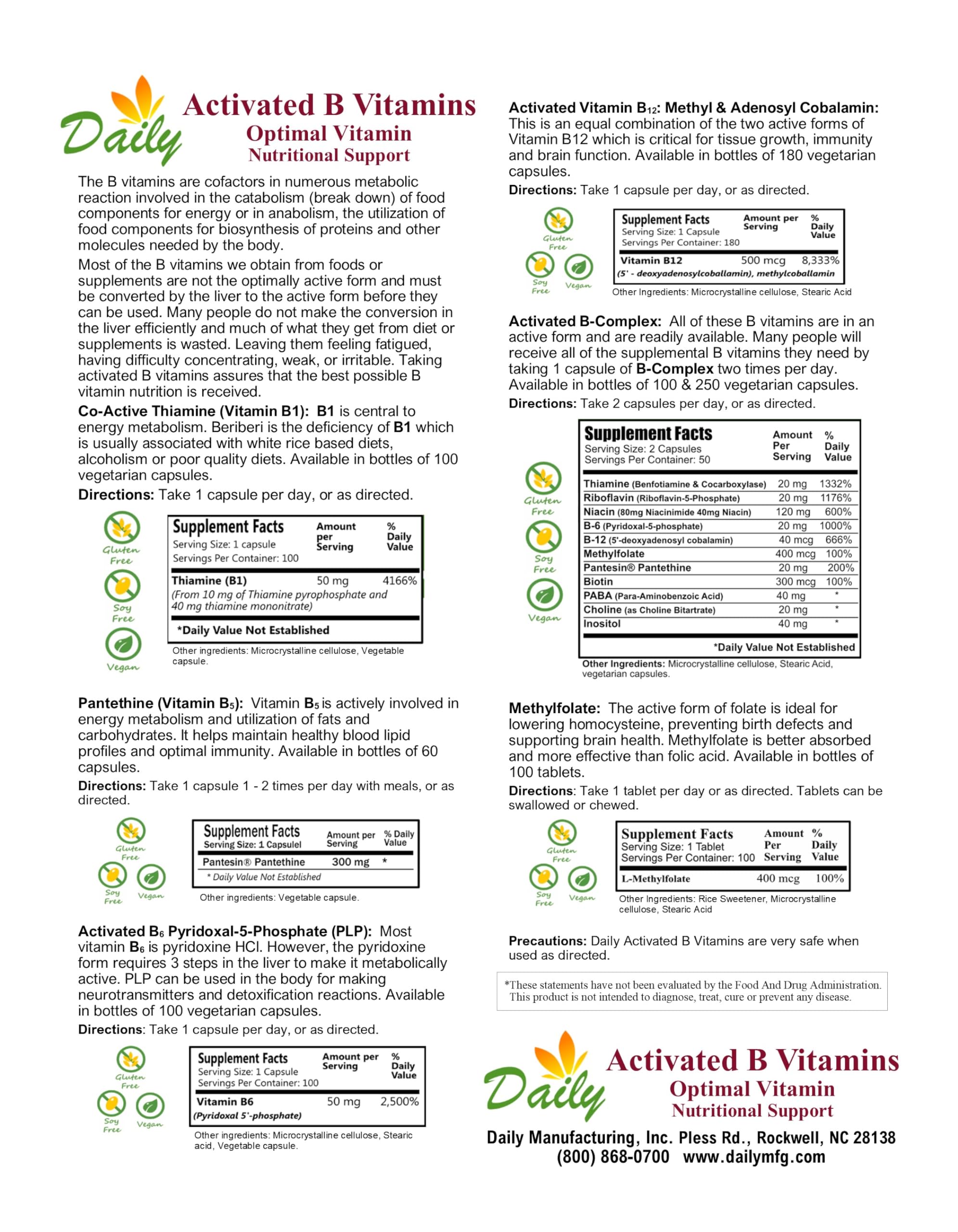Daily Manufacturing Activated B-Complex capsules close-up for daily nutrient support