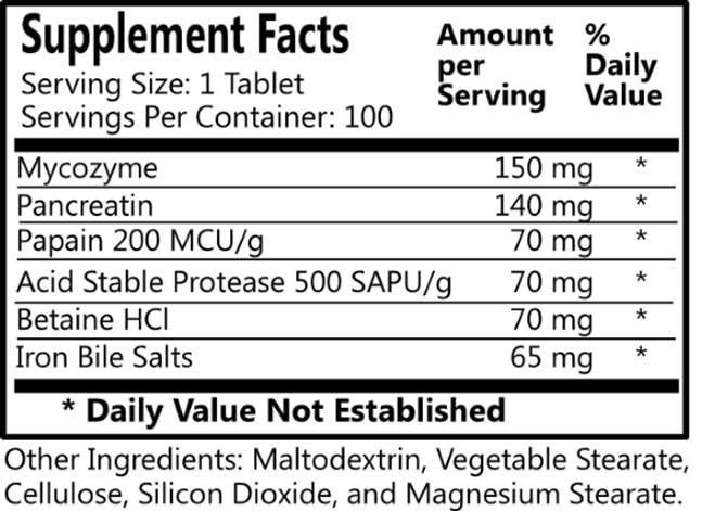 Digestine bottle showing dairy-free and gluten-free formulation for dietary needs.