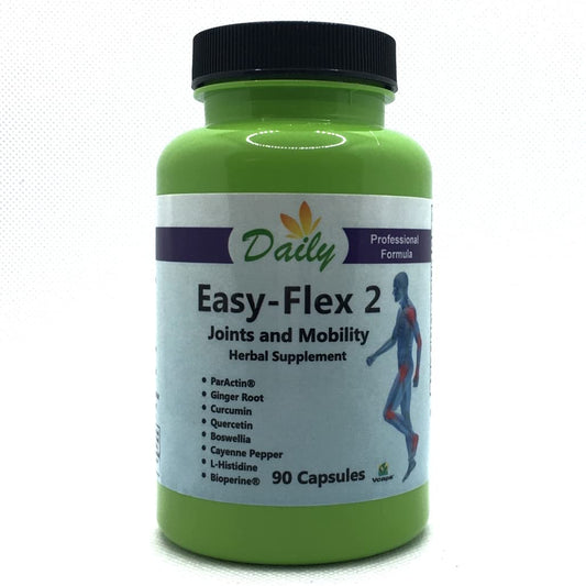 Daily Manufacturing Easy-Flex 2 bottle with capsules offering daily mobility support.