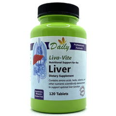Daily Manufacturing Liva-Vite bottle front view, vegan liver-support supplement for daily wellness