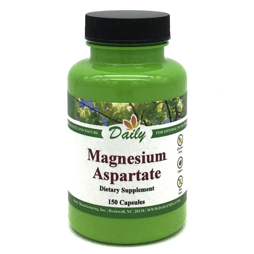 Daily Manufacturing Magnesium Aspartate 100 mg bottle for daily supplementation.