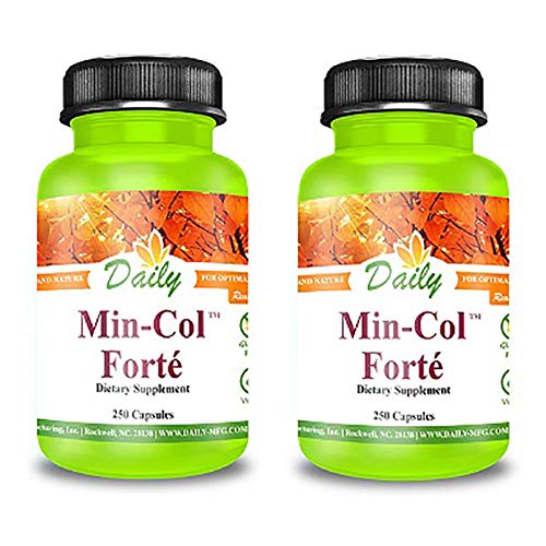 Daily Manufacturing Min-Col Forte bottle, easy daily mineral support with calcium and phosphate.