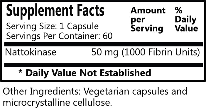 Daily Manufacturing nattokinase capsules close-up; 60 vegetarian, soy-free