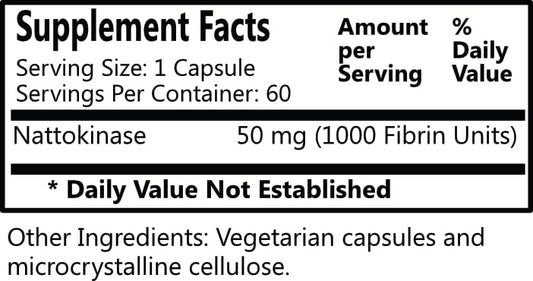 Daily Manufacturing nattokinase capsules close-up; 60 vegetarian, soy-free