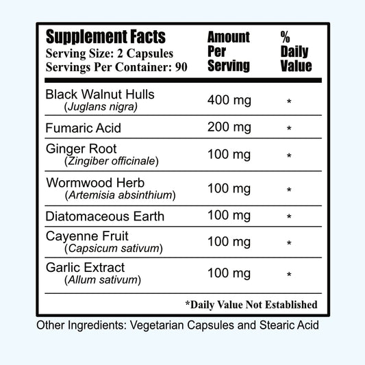 Daily Manufacturing para-Min ingredients chart highlighting the natural blend for daily use