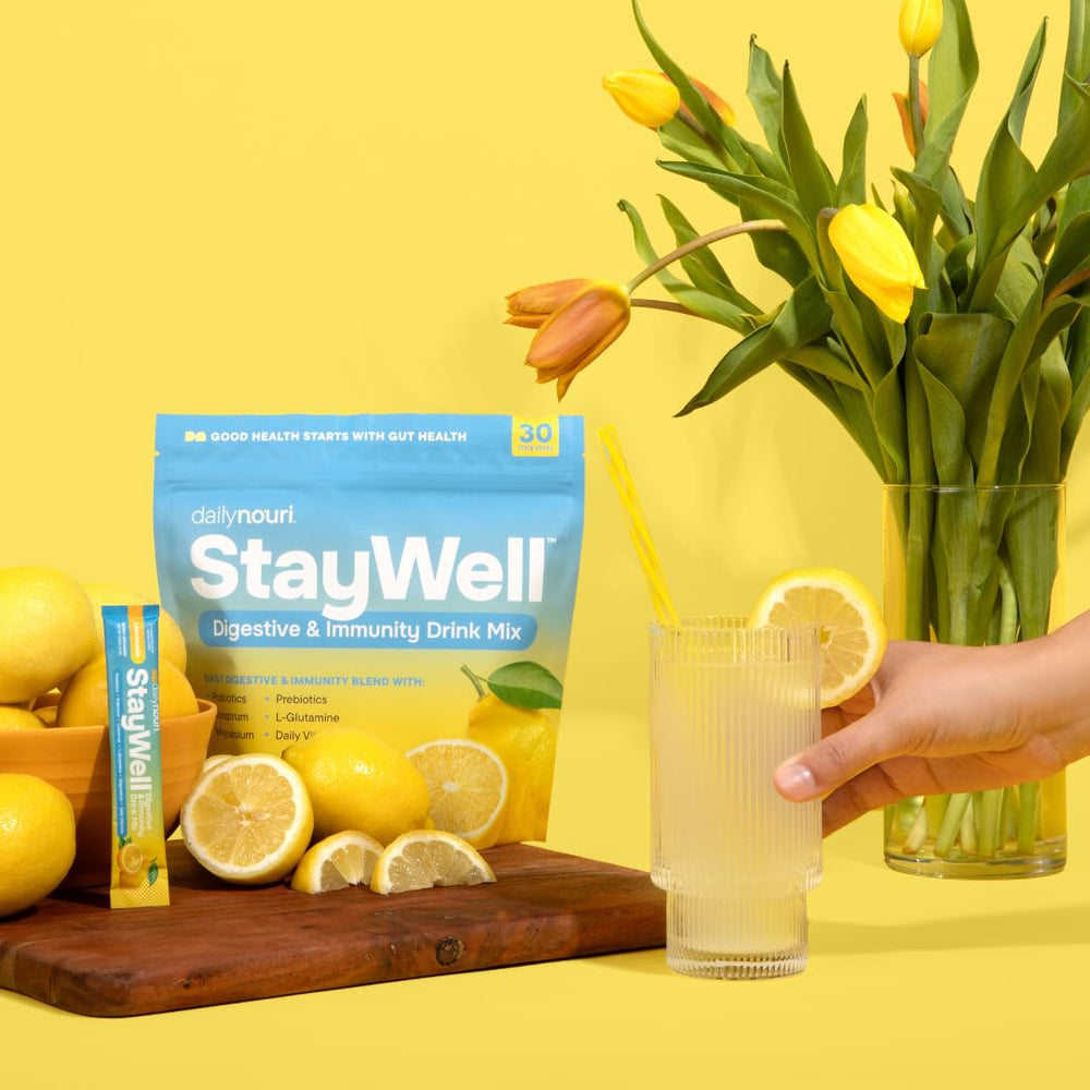 StayWell daily vitamins C, D3, B12 image for immune and energy support.