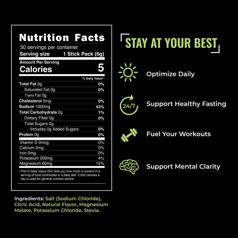Daily Salts key nutrients sodium potassium magnesium support balanced daily hydration.