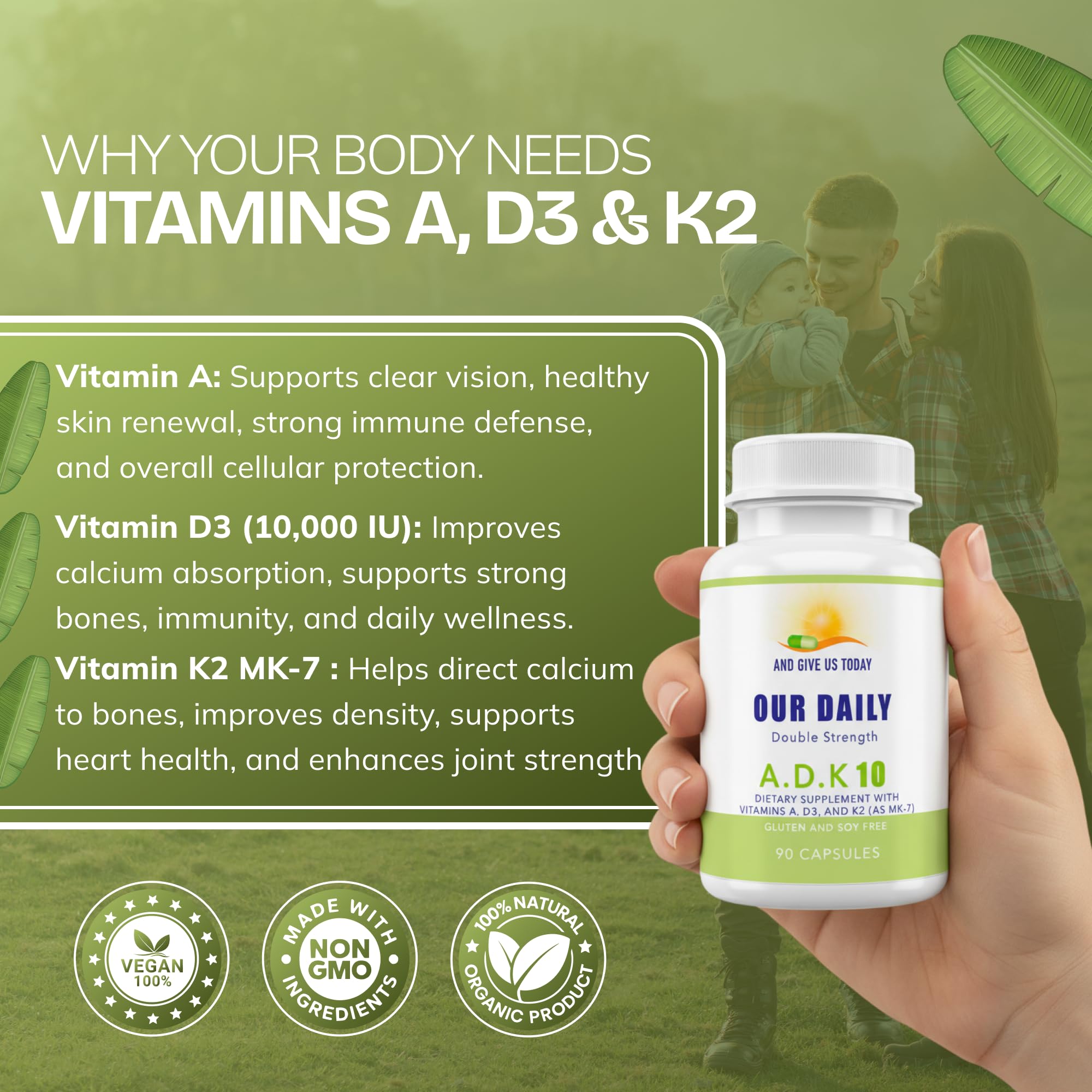 Daily Vites ADK10 label detail emphasizes A, D3, and K2 MK-7 potency.