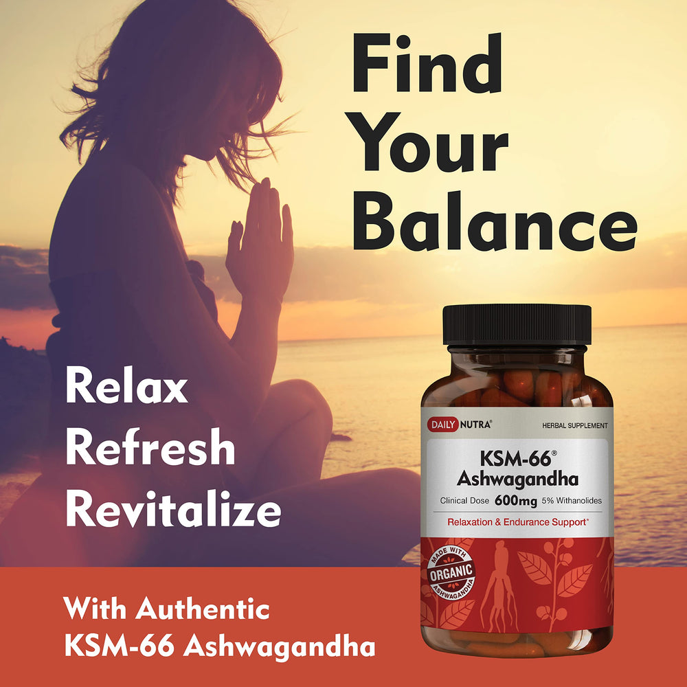DailyNutra KSM-66 Ashwagandha capsules closeup shows 600mg potency.