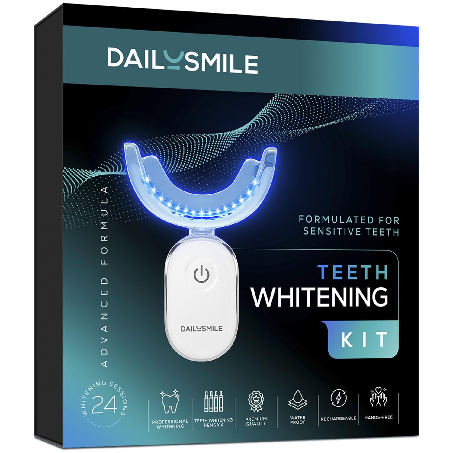 DailySmile LED light in use powering faster whitening results.