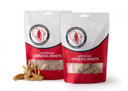 Dairyland American Ginseng Roots pack front with Wisconsin seal
