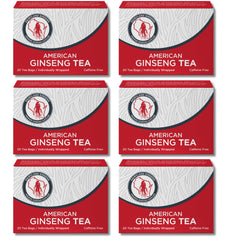 Dairyland American Ginseng Tea Bags six-pack ready for a gentle energy lift.