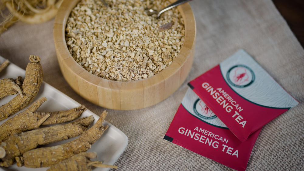 Dairyland American Ginseng Tea Bags root slices close-up highlighting natural ingredients.