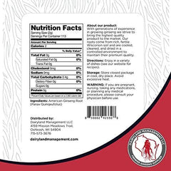 Dairyland American Ginseng Slices packaging seal ensures freshness.