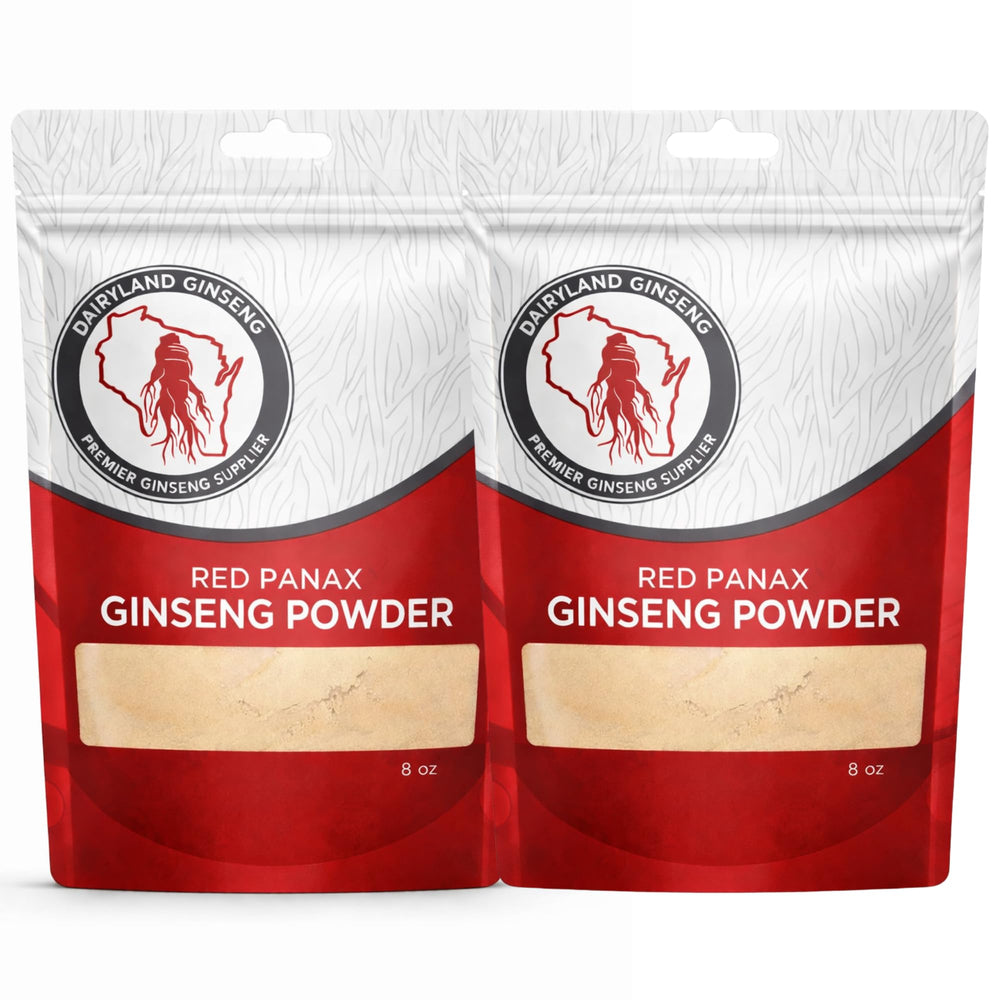 Dairyland Red Panax Ginseng Powder bottle shows premium Korean ginseng for daily energy.