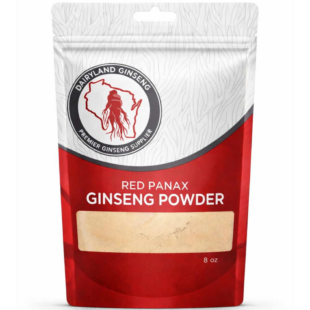 Dairyland Red Panax Ginseng Powder bottle promotes steady energy and focus