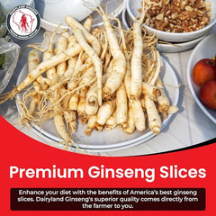 Dairyland Wisconsin-grown ginseng slices ideal for teas and congee.