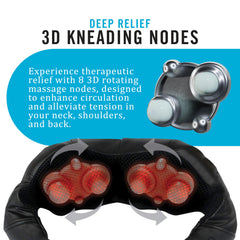 Eight 3D massage nodes deliver deep tissue feel for shoulders and back