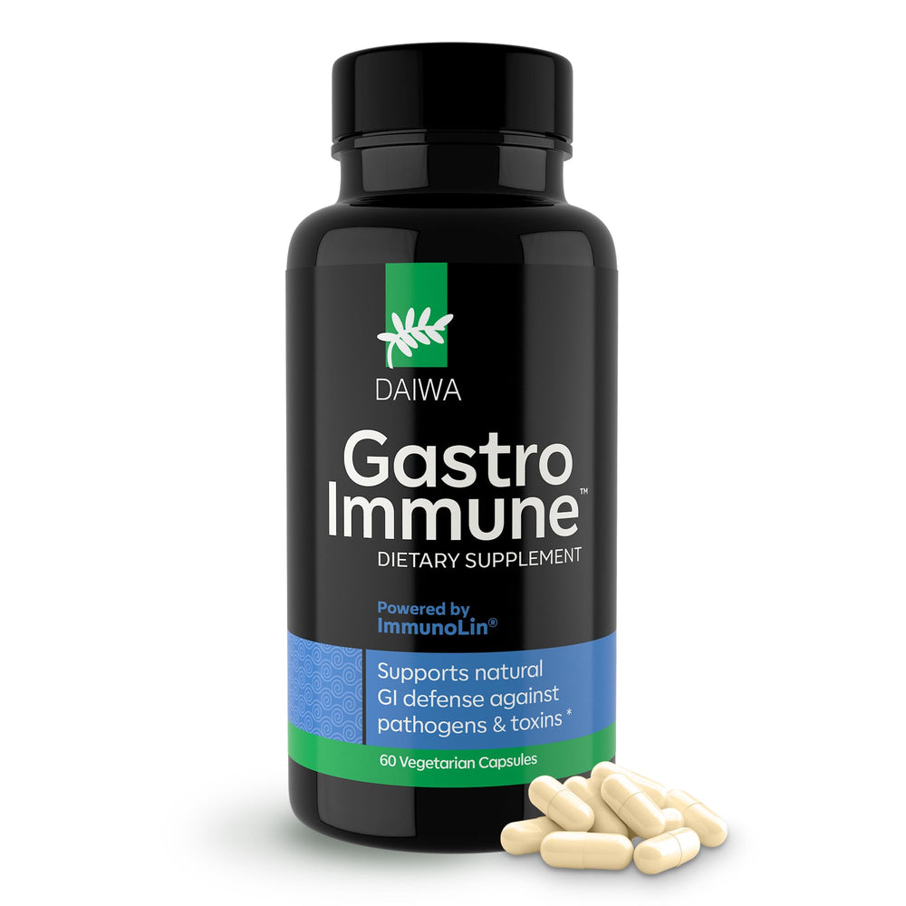 Daiwa GastroImmune bottle front showing a daily digestive wellness routine.